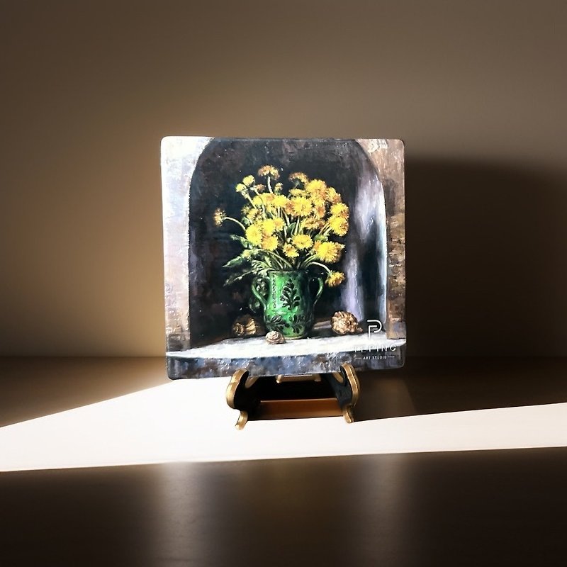 | 林德平藝術家 | 吸水陶瓷杯墊 / 花卉系列 (編號09) - 杯墊 - 陶 