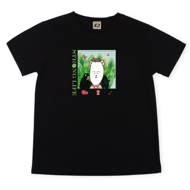 【台丸vs名畫】卡蘿  短T/女上衣/男T恤/T-Shirt/中性T恤 - 女 T 恤 - 棉．麻 黑色