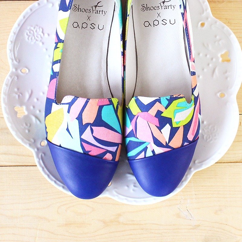 [23.0] Spot retro disco oblique stitching Oubei La / handmade custom / Japan fabric - Women's Casual Shoes - Cotton & Hemp 