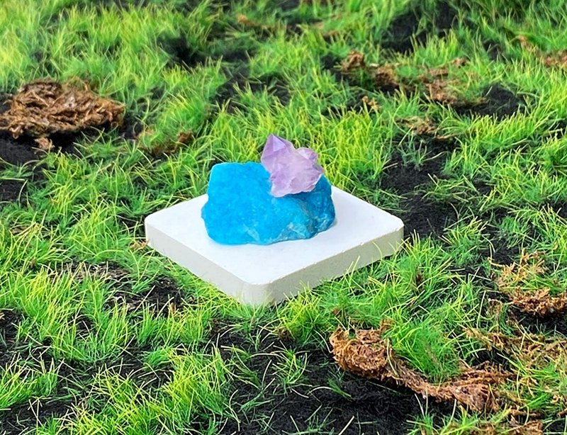 天然藍磷灰 天然紫晶骨幹能量套組 提升表達 避邪 辦公室風水擺件 - 擺飾/家飾品 - 水晶 多色