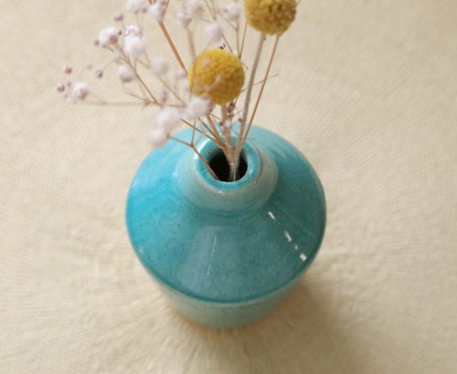 トルコ青釉の一輪挿し - ショップ 創作工房 あめつち薫る 花瓶
