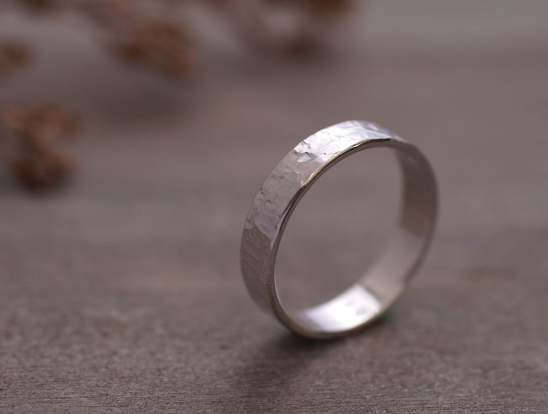 ni.kou Sterling Silver Irregular Pattern Single Ring Men's and Women's Tail Ring (Wide Version) - General Rings - Other Metals 