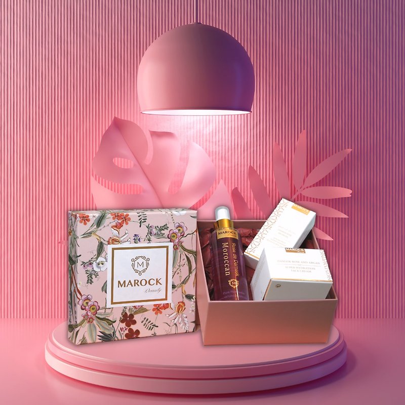 熱銷特色天然摩洛哥護膚品 母親節禮盒套裝 深層注水玫瑰套 - 精華液/精華油 - 精油 粉紅色