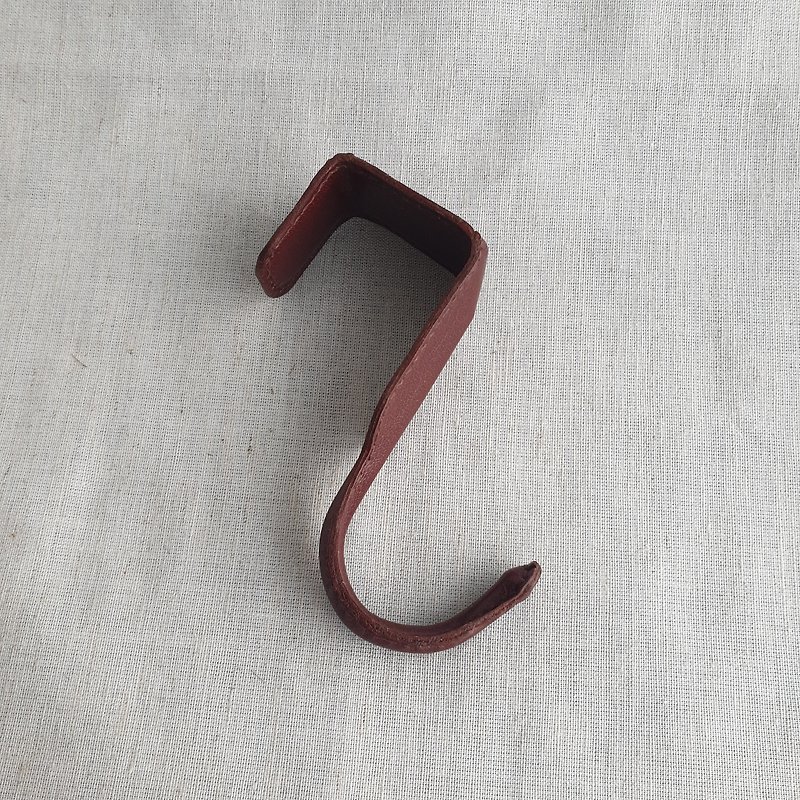 . LIN leather. Handmade leather goods leather hooks home decoration - Hangers & Hooks - Genuine Leather Brown