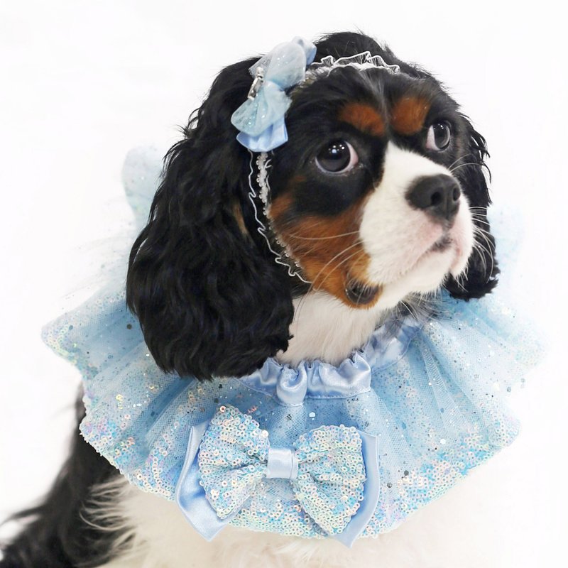 Blue Princess Collar Pet Clothing - ชุดสัตว์เลี้ยง - เส้นใยสังเคราะห์ 