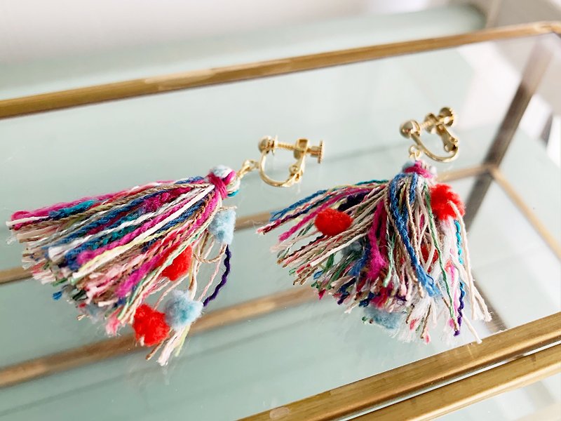 Soft and colorful tassel earrings or Clip-On 7