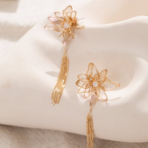 燦爛】イヤーカフピアス | クリスタルフラワーアクセサリー - ショップ