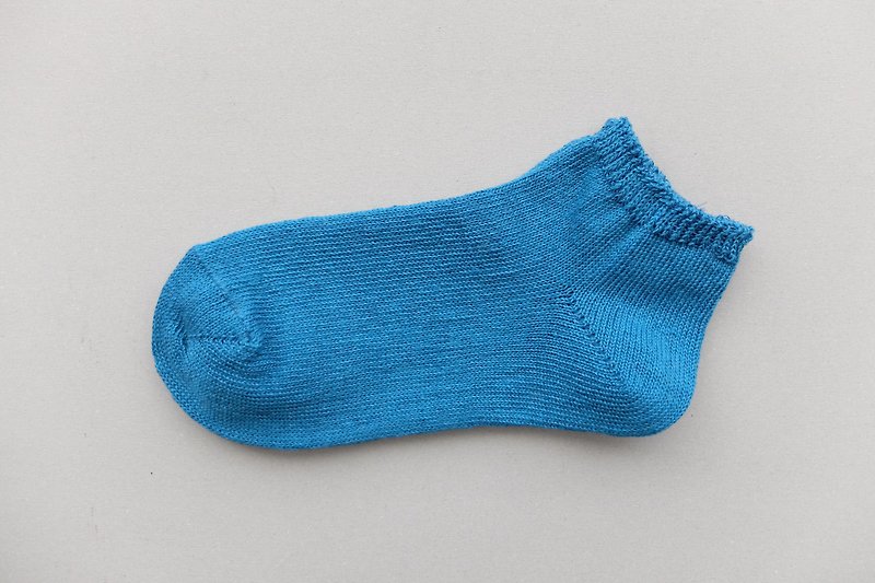 Linen ankle socks Peacock blue 22-24cm