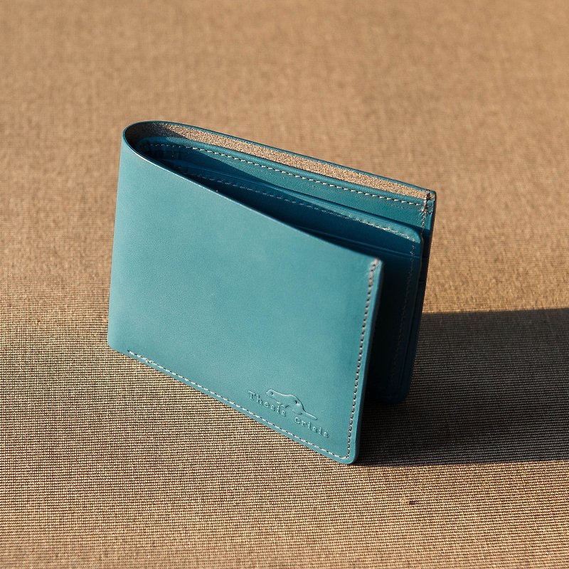 WEALTHY - LEATHER SHORT WALLET- BLUE/TEAL - Wallets - Genuine Leather Blue
