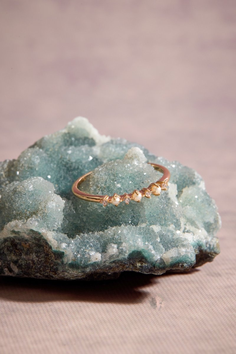 Freshwater Pearl Gold/Silver Dainty Ring - Imagination - General Rings - Sterling Silver Gold