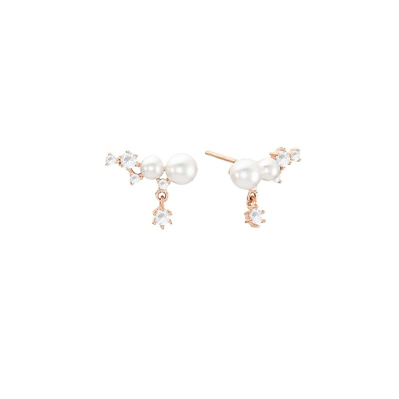 Aloha Sparkling Pearl Earrings (Rose gold) - Earrings & Clip-ons - Sterling Silver 
