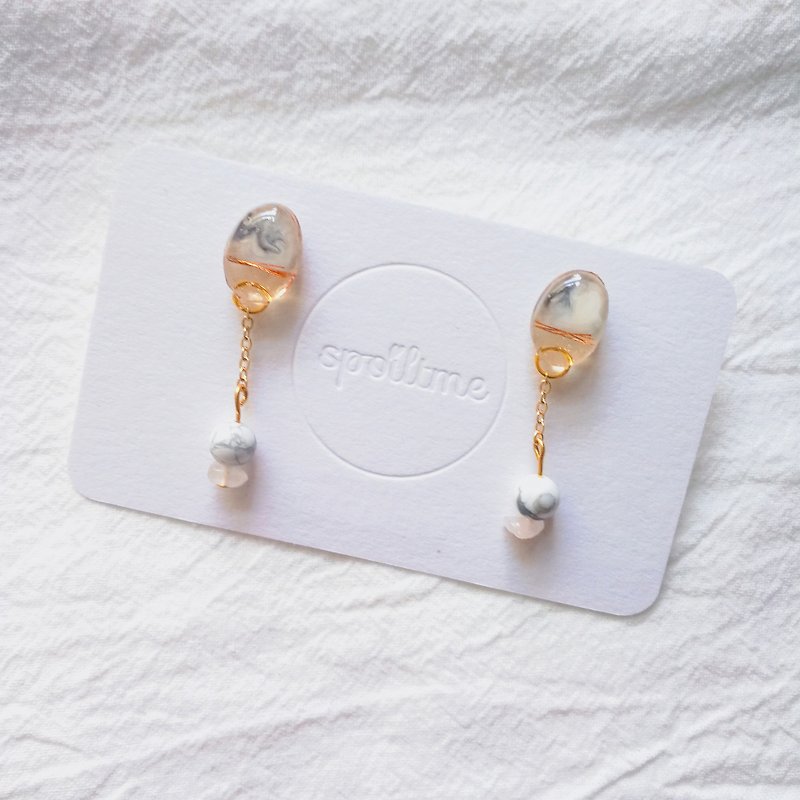 Half transparent white marble earrings