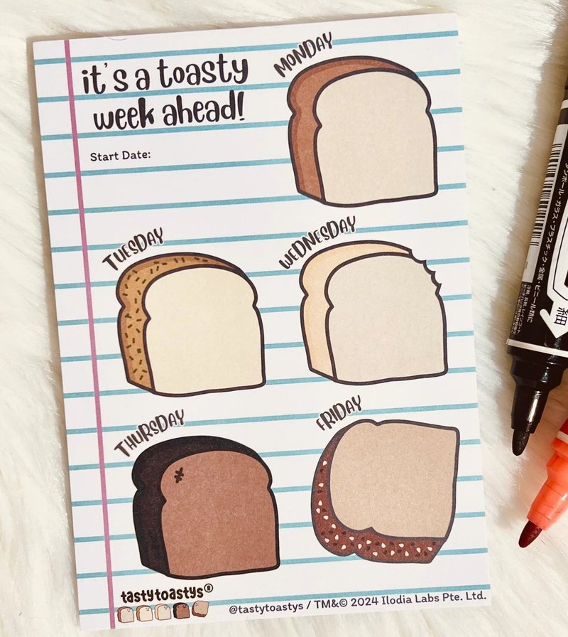 Tasty Toastys Toasty Week Ahead note paper - Sticky Notes & Notepads - Paper 