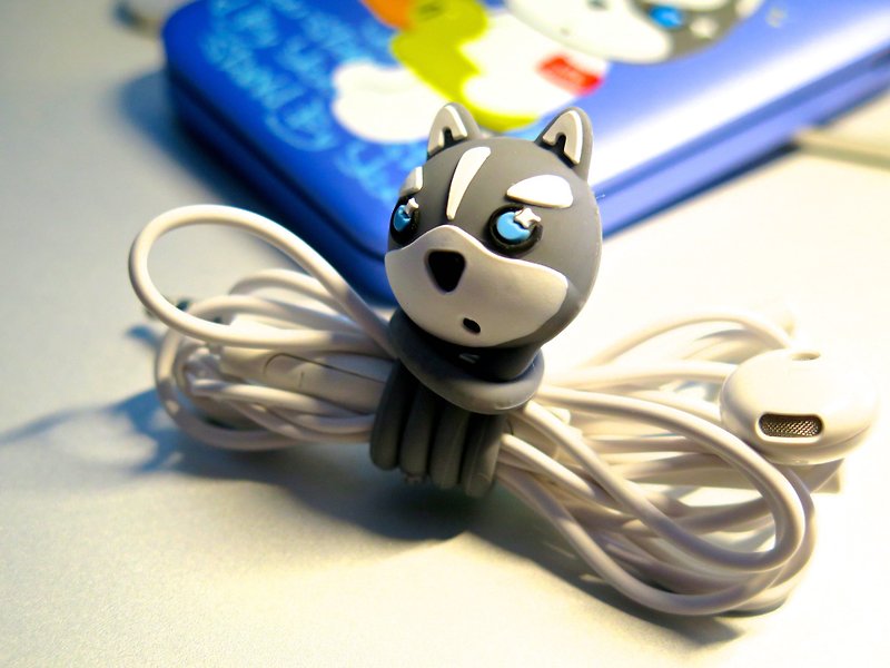 Husky x 3 Design - 哈士奇狗 .Magic Cable 萬用生活捲線 - 捲線器/電線收納 - 矽膠 灰色