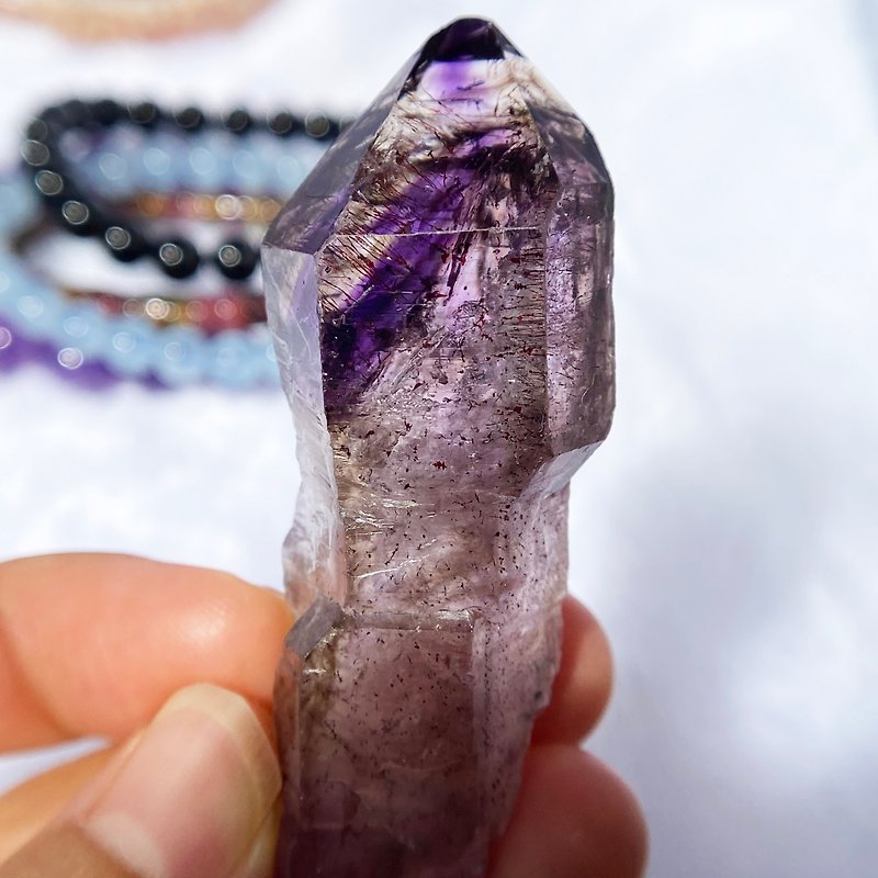 - Super Seven - Purple Smoke Tricycle Backbone Crystal - Raw Ore - Scepter Natural Crystal Raw Stone