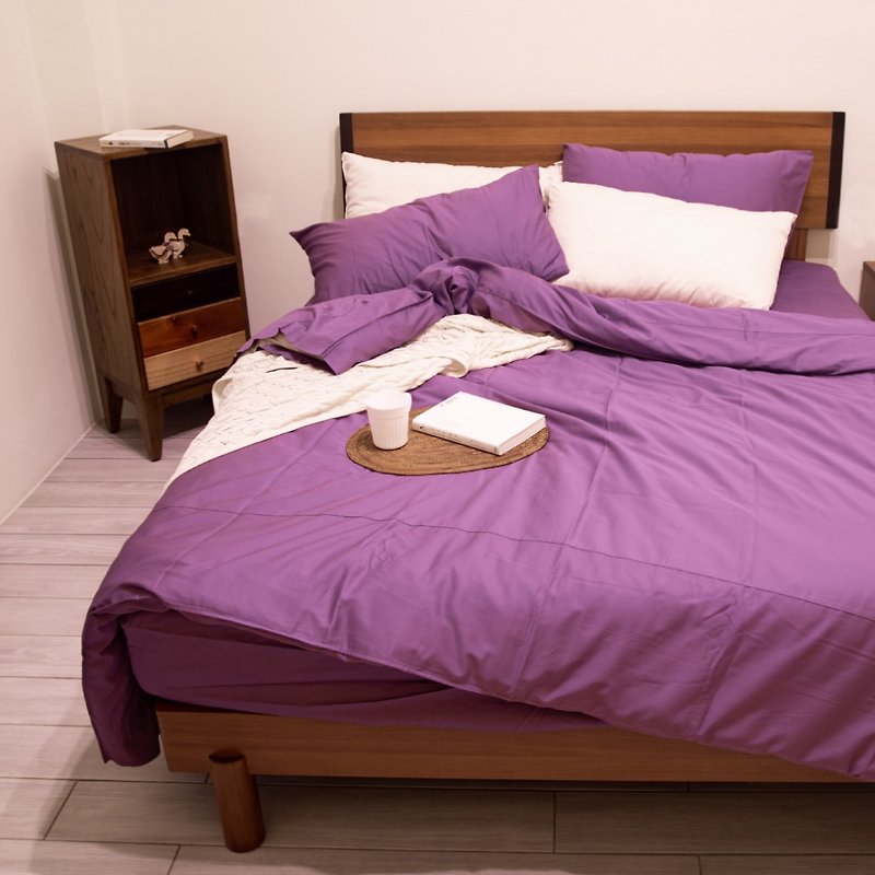 有機棉床包-月石紫 - 寢具/床單/被套 - 棉．麻 紫色
