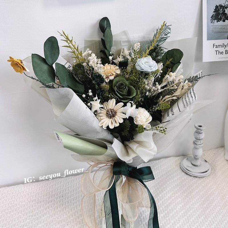 SeeYou・First Sight series Korean style bouquets hand-tied bouquets - ช่อดอกไม้แห้ง - พืช/ดอกไม้ ขาว