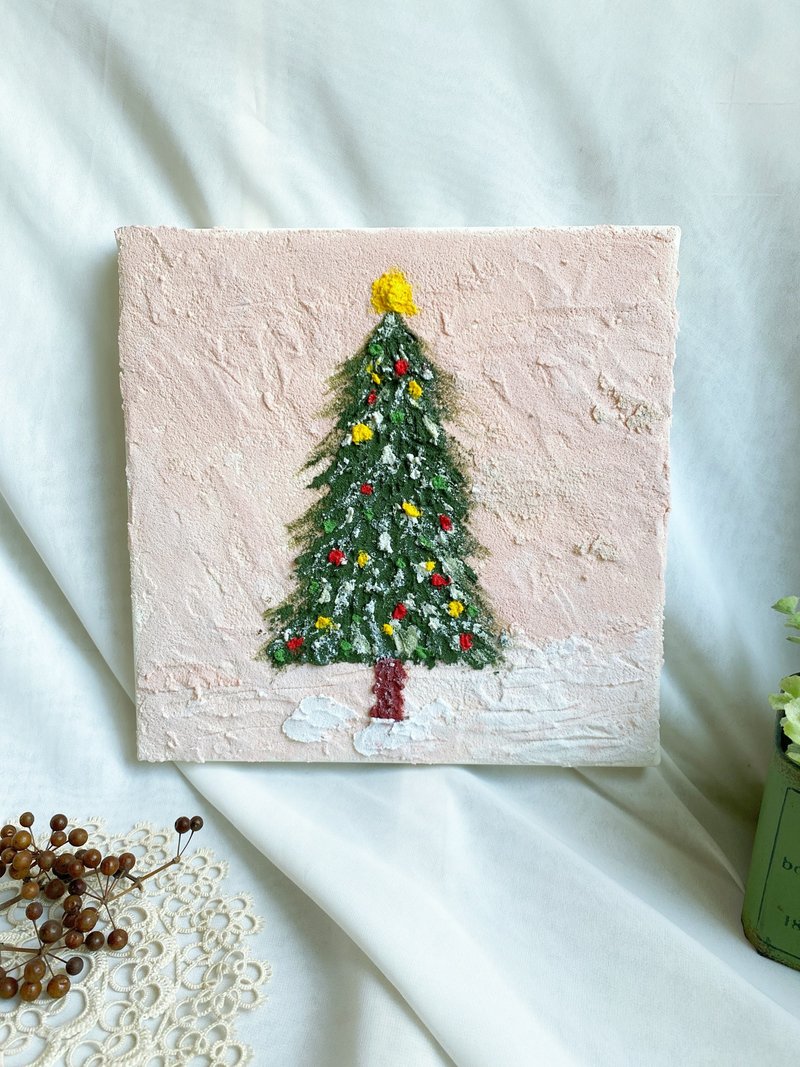 [Good Day Handmade] Bring home a Christmas tree, pink Christmas tree, frameless sand painting hanging decorations - โปสเตอร์ - วัสดุอื่นๆ สึชมพู