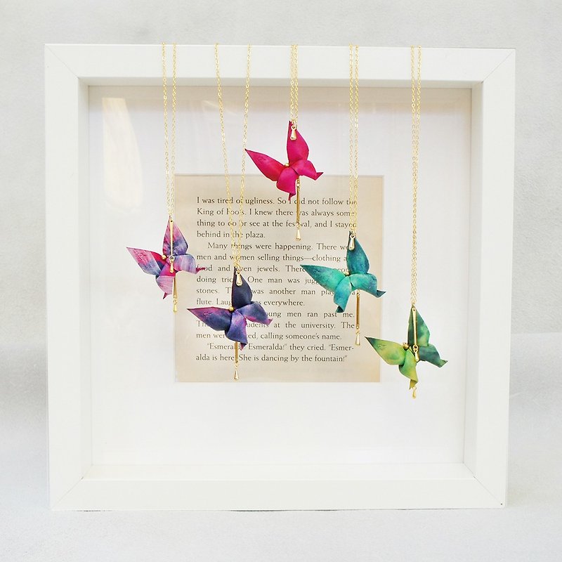 折り紙シリーズ-羽化した蝶ネックレス-多色展開 - ネックレス - 革 レッド