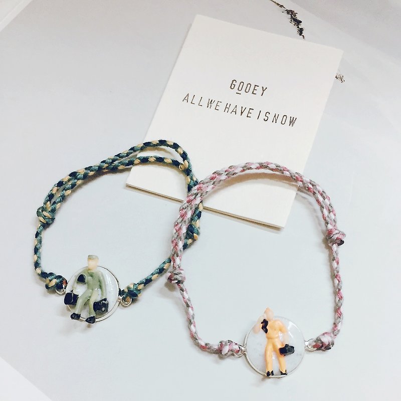 Simple workers bracelet / custom / gift / cute / stereo / - Bracelets - Cotton & Hemp Gray