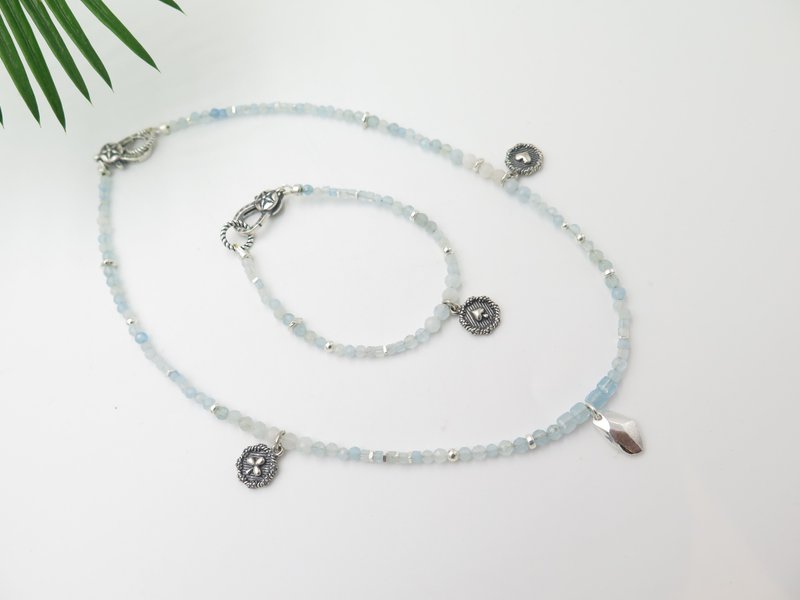 COLE COOL 原創天然海藍寶純銀頸鏈 尺寸客製化 - 項鍊 - 半寶石 藍色