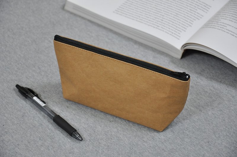 ENDURE / Kraft paper / leather pencil case - Pencil Cases - Paper Brown