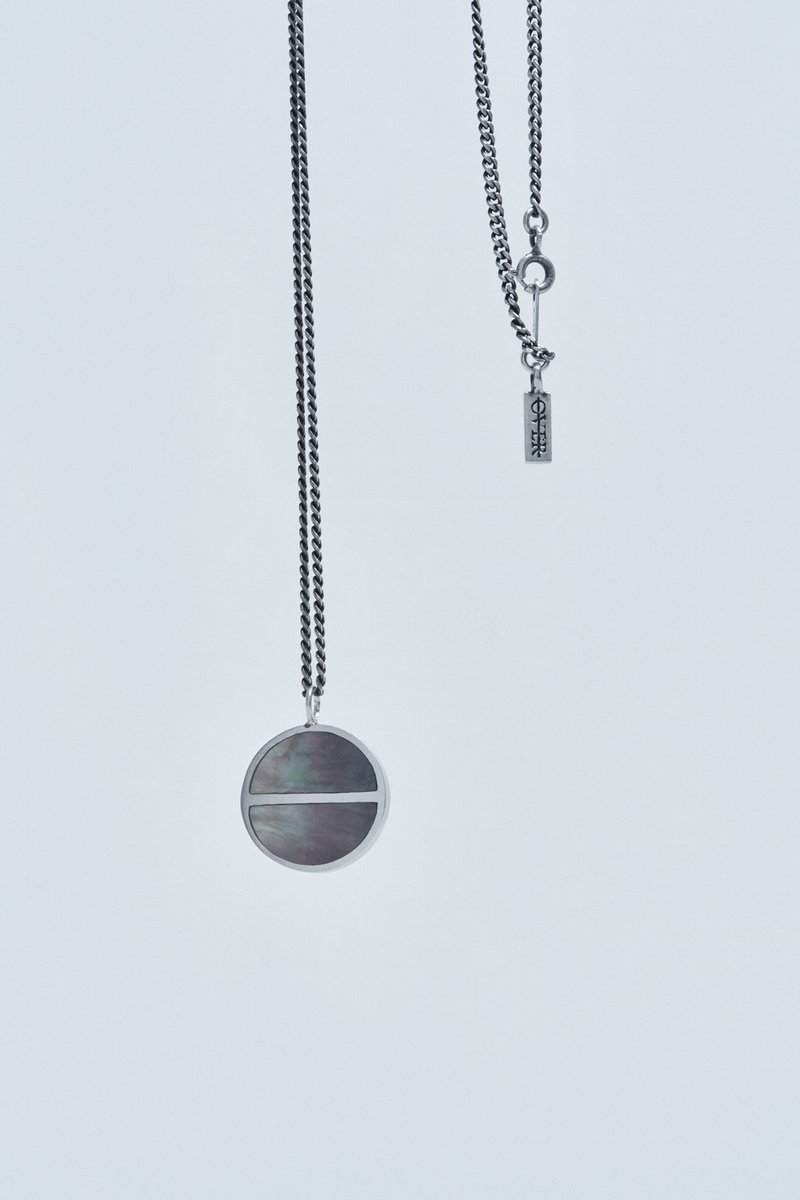 One line circle pendant (Stone setting) - 項鍊 - 純銀 銀色