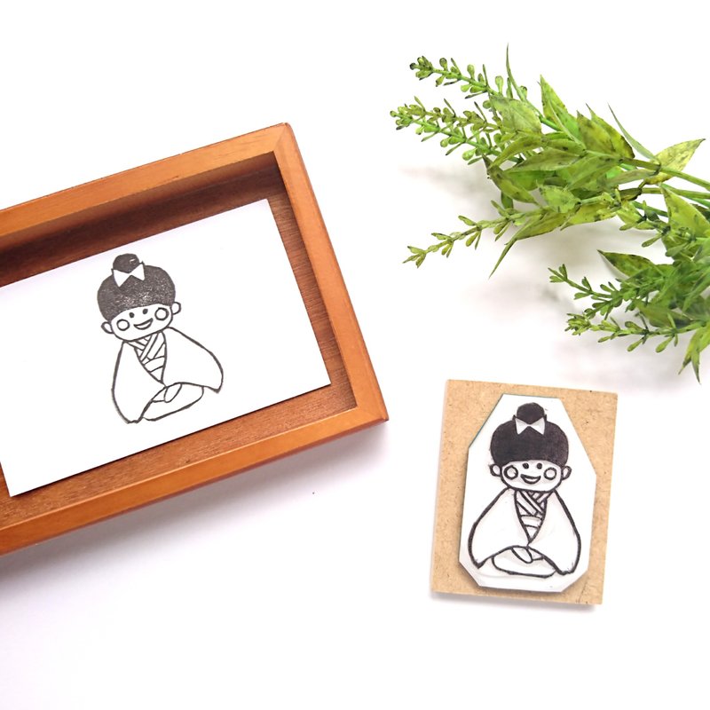 日本スタンプ【着物を着た女の子】 - 印章/印台 - 橡膠 白色