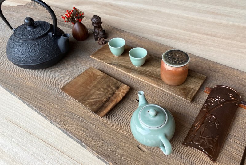 HO MOOD Deconstruction Series—Handmade Log Tea Tray - ที่รองแก้ว - ไม้ สีนำ้ตาล