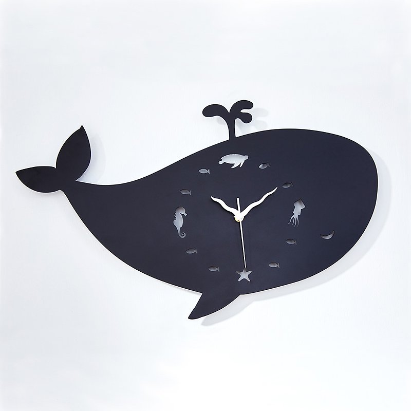 [OPUS Dongqi Metalworking] European style iron clock-blue whale serenade (black) silent wall clock/ocean - นาฬิกา - โลหะ 