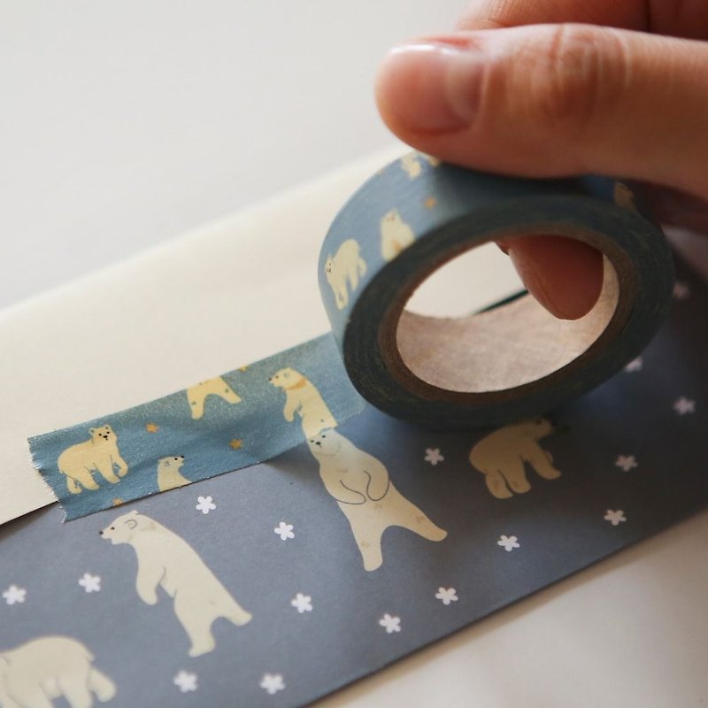Dailylike single roll of paper tape -53 polar bear, E2D29526 - มาสกิ้งเทป - กระดาษ สีน้ำเงิน
