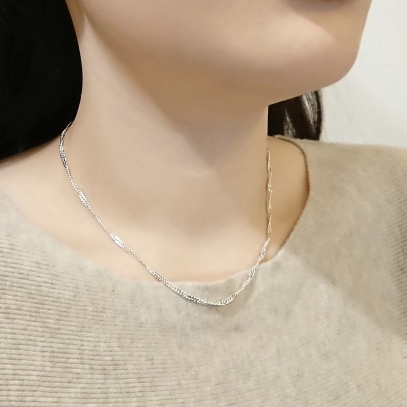 造型純銀項鍊 | 水波鍊 鎖骨鍊 2.3mm - 項鍊 - 純銀 銀色