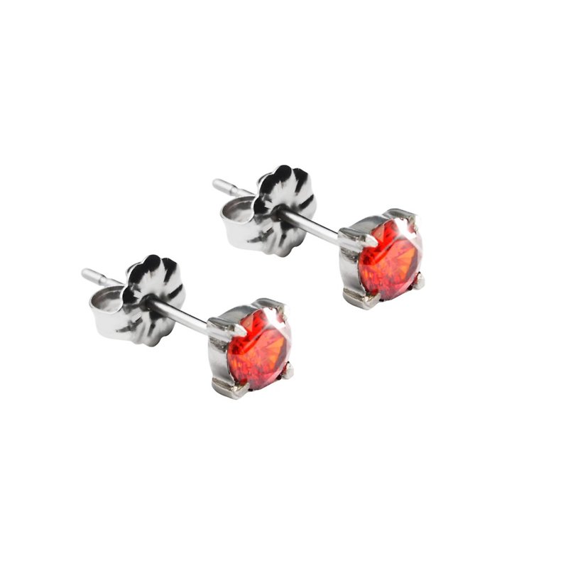 純淨-熱情紅 純鈦耳針一對 9色可選 可混搭 買即贈鈦貼兩粒 - 耳環/耳夾 - 其他金屬 紅色