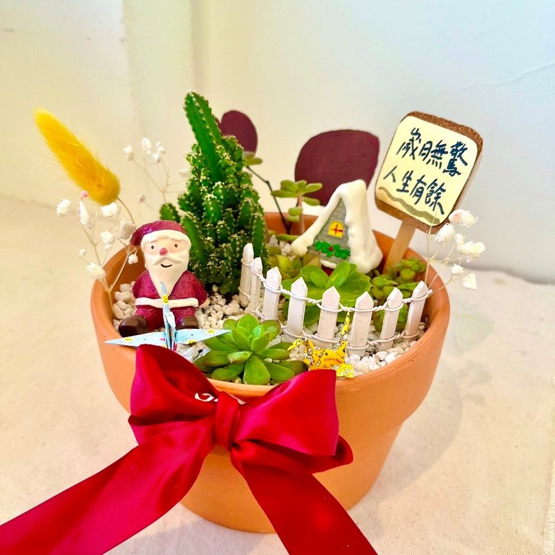 Christmas gift Santa Claus igloo Christmas gift succulent group pot succulent creative potted plant customized - ตกแต่งต้นไม้ - พืช/ดอกไม้ สีเขียว