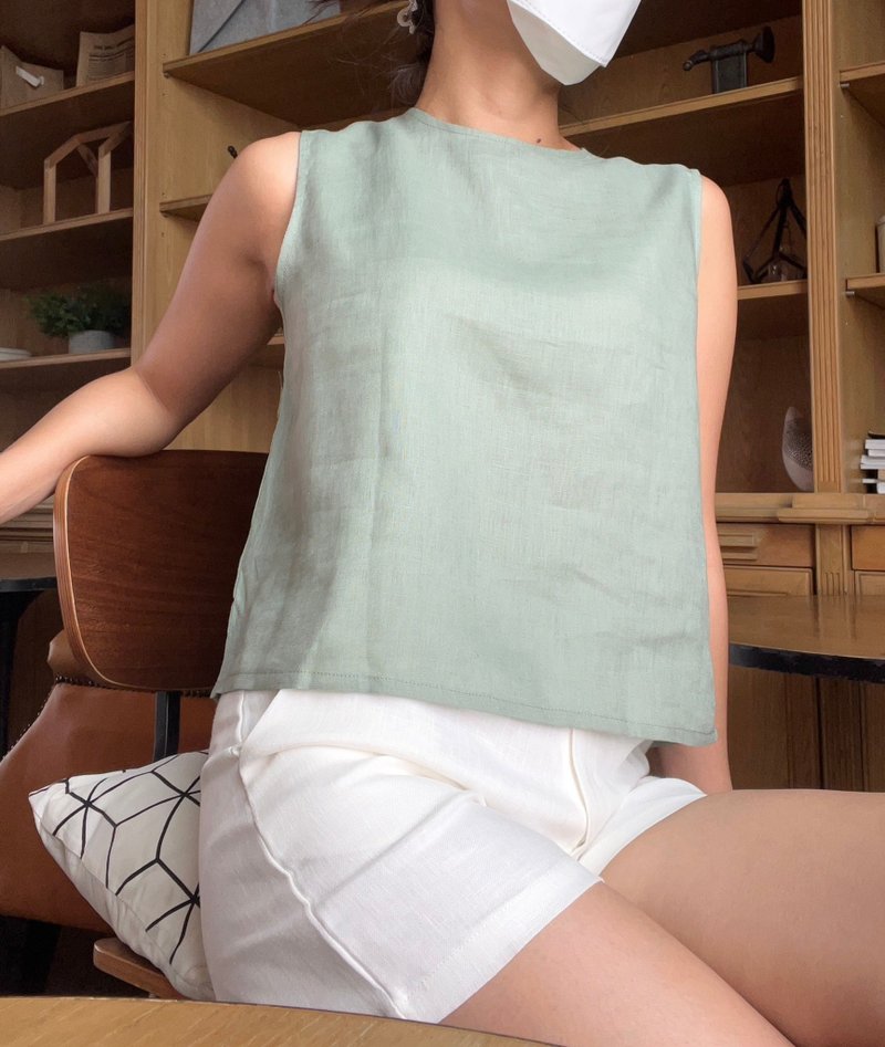 100% pure linen shirt, classic - 女上衣/長袖上衣 - 棉．麻 白色
