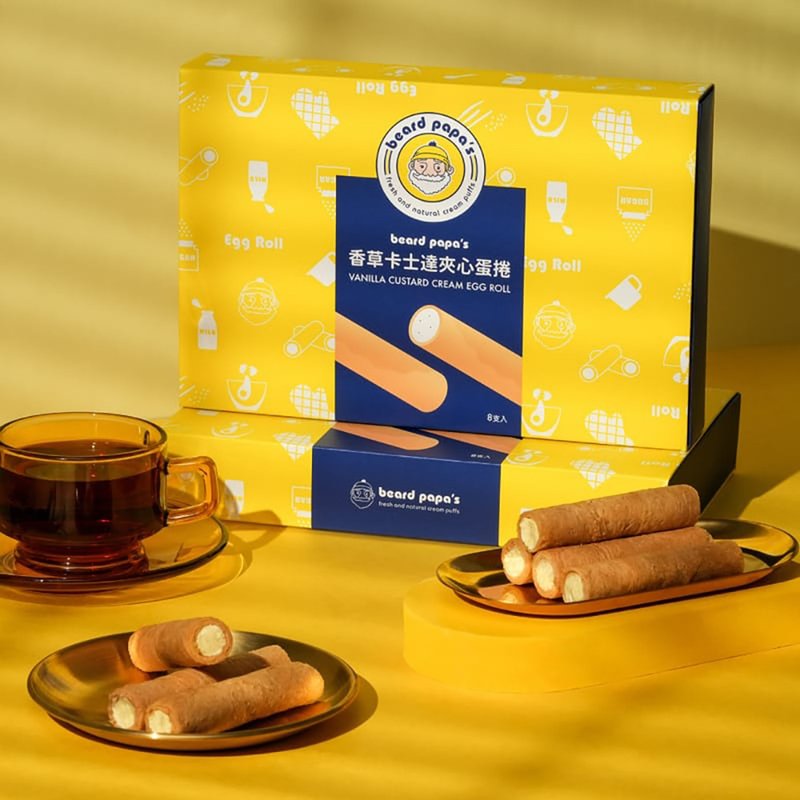 (Pre-order)【beard papa's】custard stuffed egg rolls (160g) 8 pieces - คุกกี้ - วัสดุอื่นๆ สีเหลือง