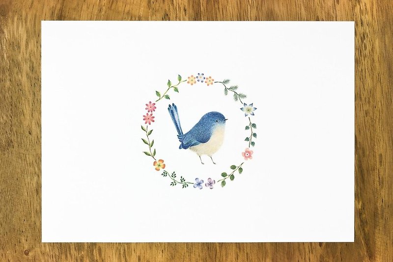 絵のある暮らし。アートプリント "青色の小鳥と花の輪" AP-50 - 掛牆畫/海報 - 紙 藍色