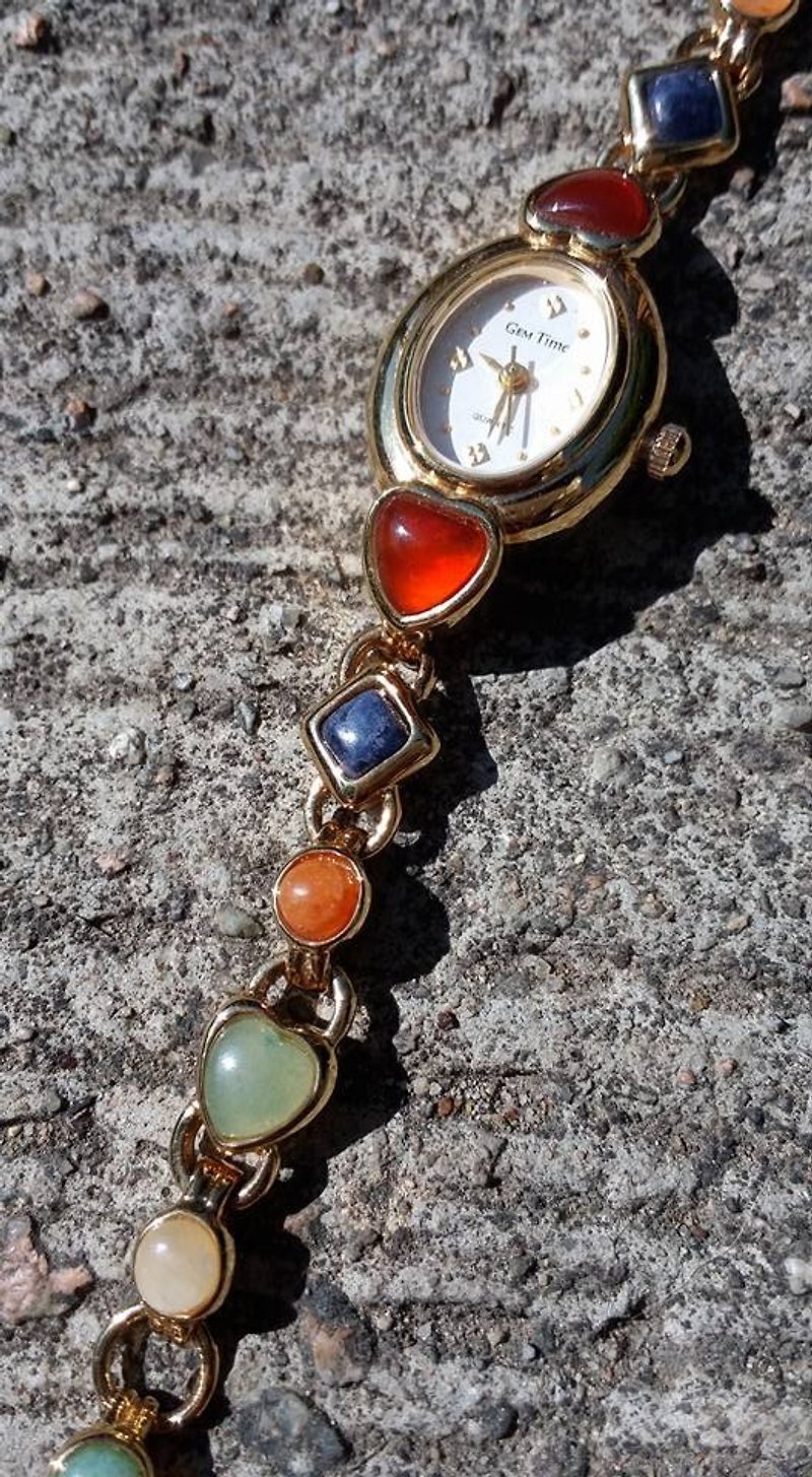[Lost and Find] antique models azurite Jinmanaosong natural stone bracelet watch - นาฬิกาผู้หญิง - เครื่องเพชรพลอย หลากหลายสี
