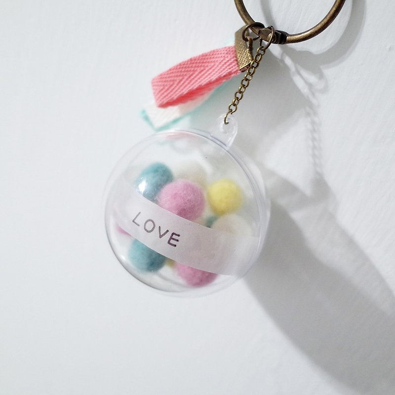 【Q-cute】透明球系列-透明泡泡繽紛球球+客製字 - 鑰匙圈/鎖匙扣 - 塑膠 透明