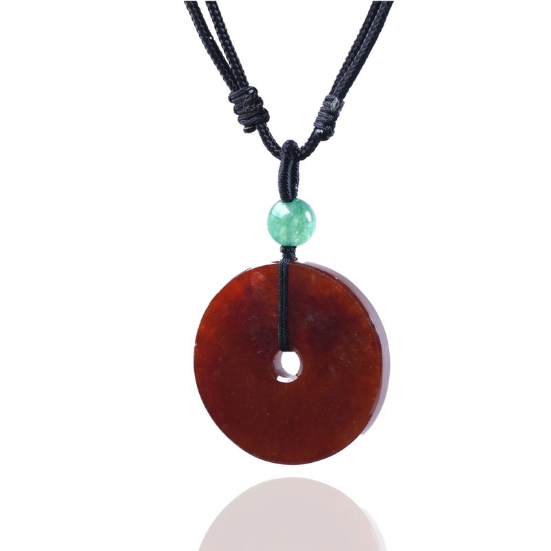 【願い‧平安】氷のようなレッド翡翠平安バックルネックレス | 天然ミャンマー翡翠A貨 | ギフト - ネックレス - 翡翠 レッド