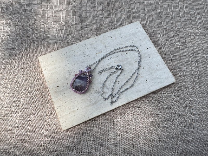 250324 Mille Layer Amethyst Beaded Necklace - สร้อยคอ - เครื่องประดับพลอย สีม่วง