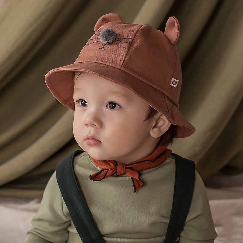 Happy Prince Korean Belita cotton kitten baby hat baby hat - หมวกเด็ก - ผ้าฝ้าย/ผ้าลินิน สีนำ้ตาล