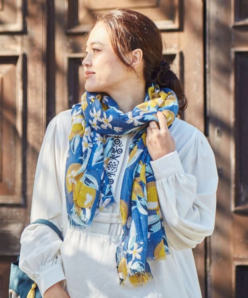 [Popular pre-order] Mediterranean fresh lemon breeze shawl scarf (2 colors) LCOP3101 - Knit Scarves & Wraps - Polyester 