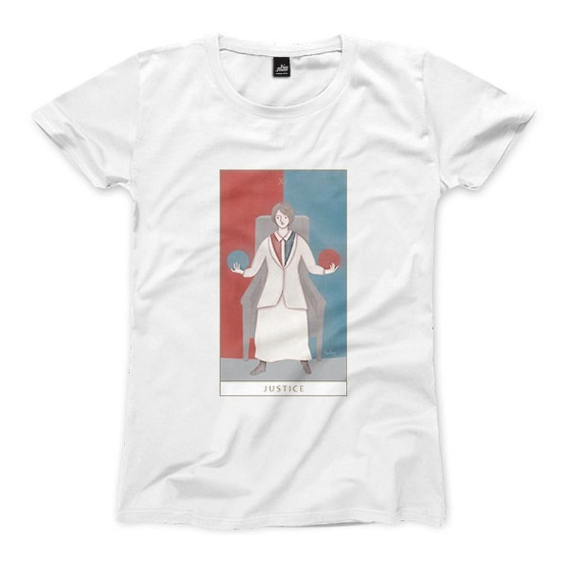 XI | The Justice - White - Women's T-Shirt - เสื้อยืดผู้หญิง - ผ้าฝ้าย/ผ้าลินิน 
