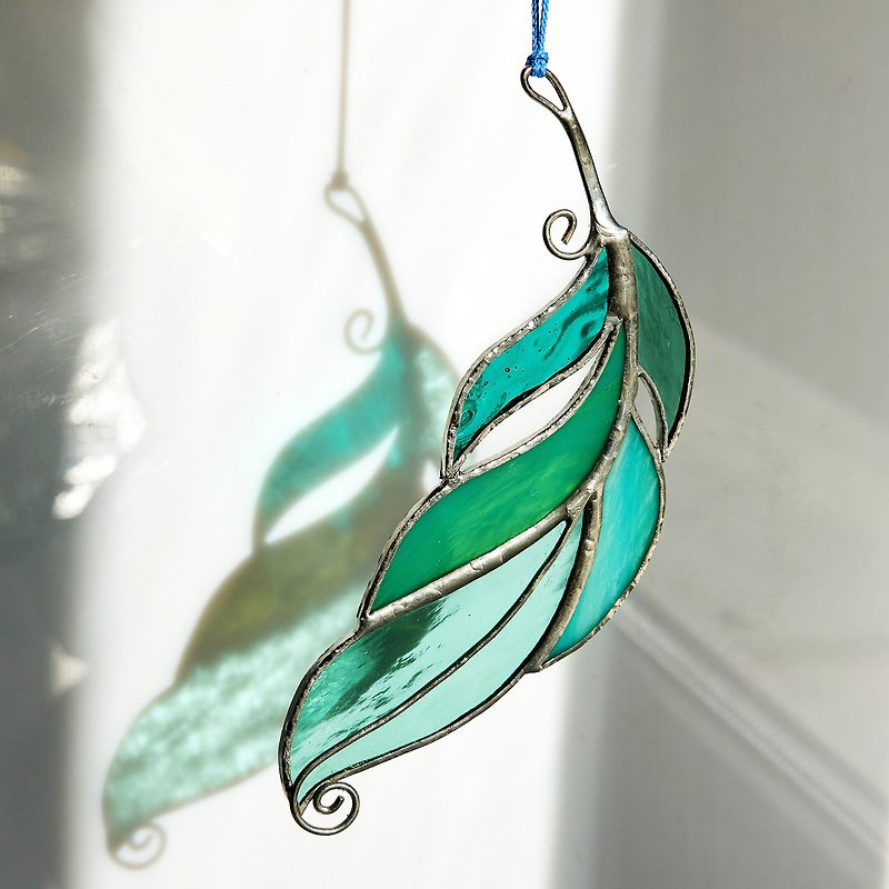 Feather Stained Glass Suncatcher, Window hangings Decor, Home sun Glass art - Other - Glass 