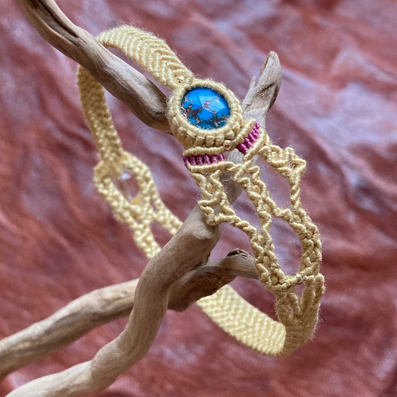 -Silk thread-Egyptian turquoise bracelet - สร้อยข้อมือ - ผ้าไหม สีน้ำเงิน