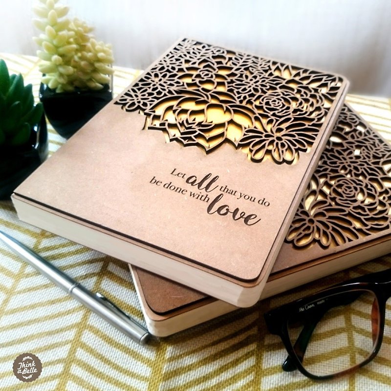 All With Love Succulents Carving Notebook224ページ - ノート・手帳 - 紙 カーキ