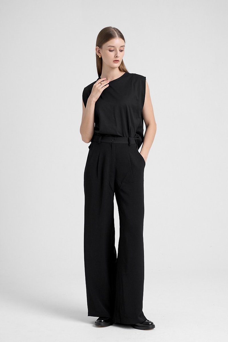 Basic Chic Top - Black - เสื้อกั๊กผู้หญิง - ผ้าฝ้าย/ผ้าลินิน สีดำ