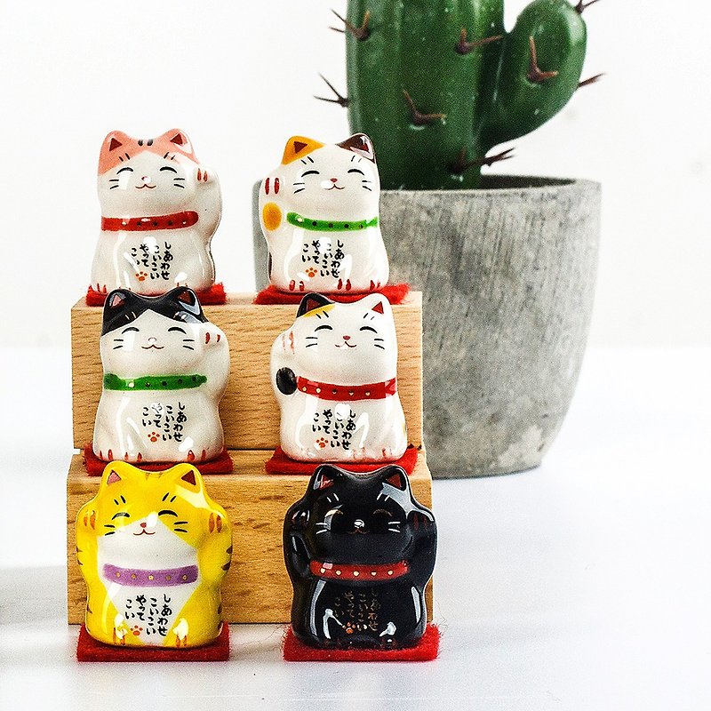 日本藥師窯手工彩繪祈福開運迷您招財貓陶瓷擺件桌面擺件飾品送禮 - 擺飾/家飾品 - 陶 
