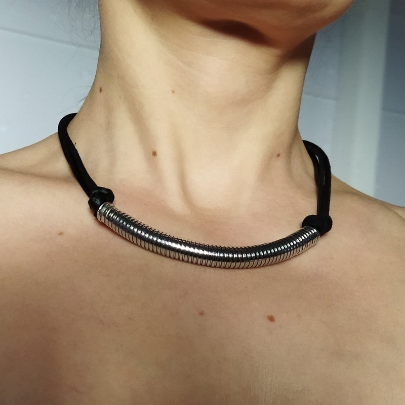 賽博朋克項鍊。 未來派項鍊獨特。 五金項鍊男女皆宜 - 項鍊 - 其他材質 銀色